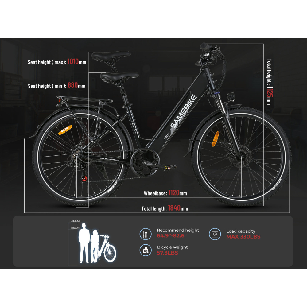 SAMEBIKE RS-A01 Pro-T | Vélo électrique urbain 27.5” | Autonomie 80 km - Nova Bikes