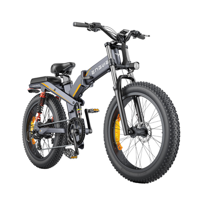 ENGWE X24 | Vélo électrique tout-terrain pliant 24" Fat Bike | Double batterie | Suspension triple | Autonomie 150 km - Nova Bikes