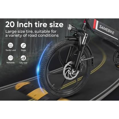 SAMEBIKE 20LVXD30 | Vélo électrique pliant 20” urbain | Autonomie 60 km