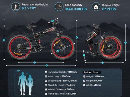SAMEBIKE LO26 Plus | Vélo électrique pliant 26” Fat Bike | Autonomie 110 km - Nova Bikes