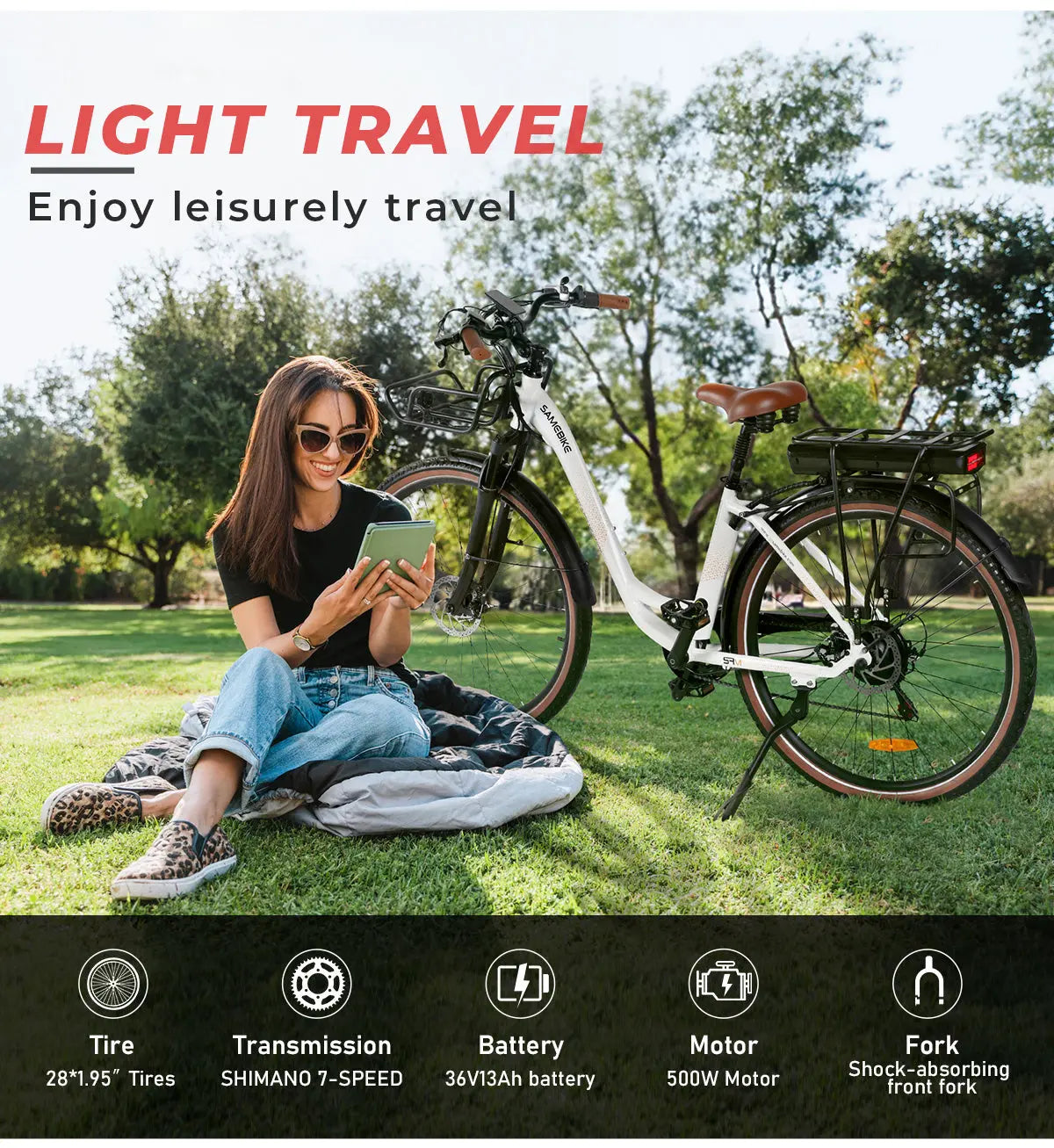 SAMEBIKE RS-A07 | Vélo électrique urbain 28” | Autonomie 80 km - Nova Bikes
