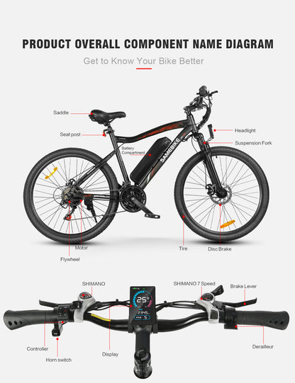 SAMEBIKE SY26-II | Vélo électrique urbain 26” | Autonomie 70 km - Nova Bikes