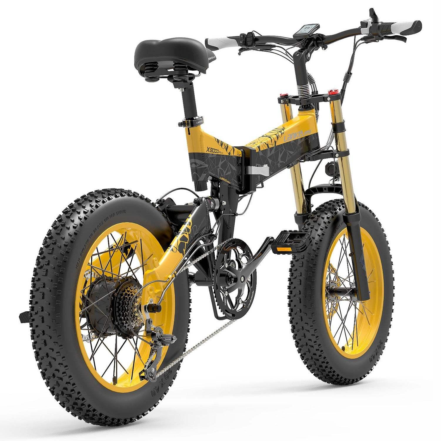 LANKELEISI X3000 PLUS | Vélo électrique VTT pliable 20" | 1000W double suspension | V-max 25 km/h | Autonomie 130 km - Nova Bikes