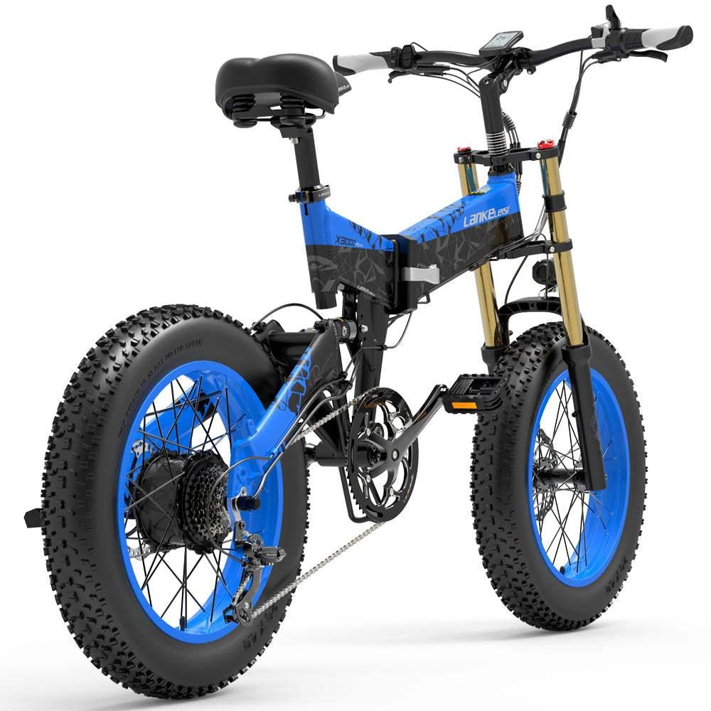 LANKELEISI X3000 PLUS | Vélo électrique VTT pliable 20" | 1000W double suspension | V-max 25 km/h | Autonomie 130 km - Nova Bikes